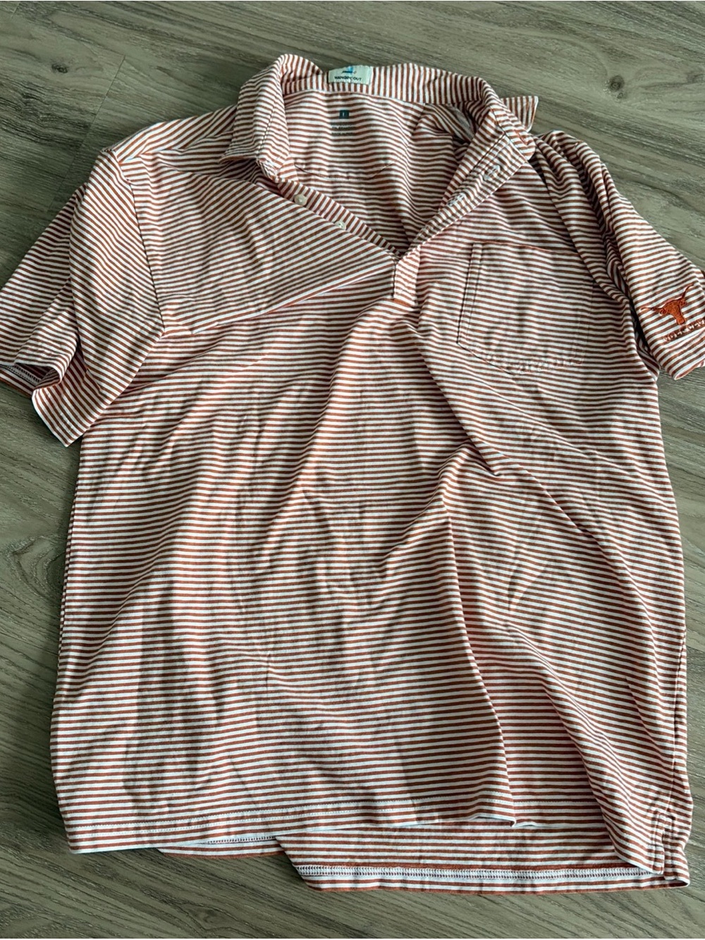 Johnnie O Hangin Out Men's Striped Polo Shirt UT Austin Golf Club size L